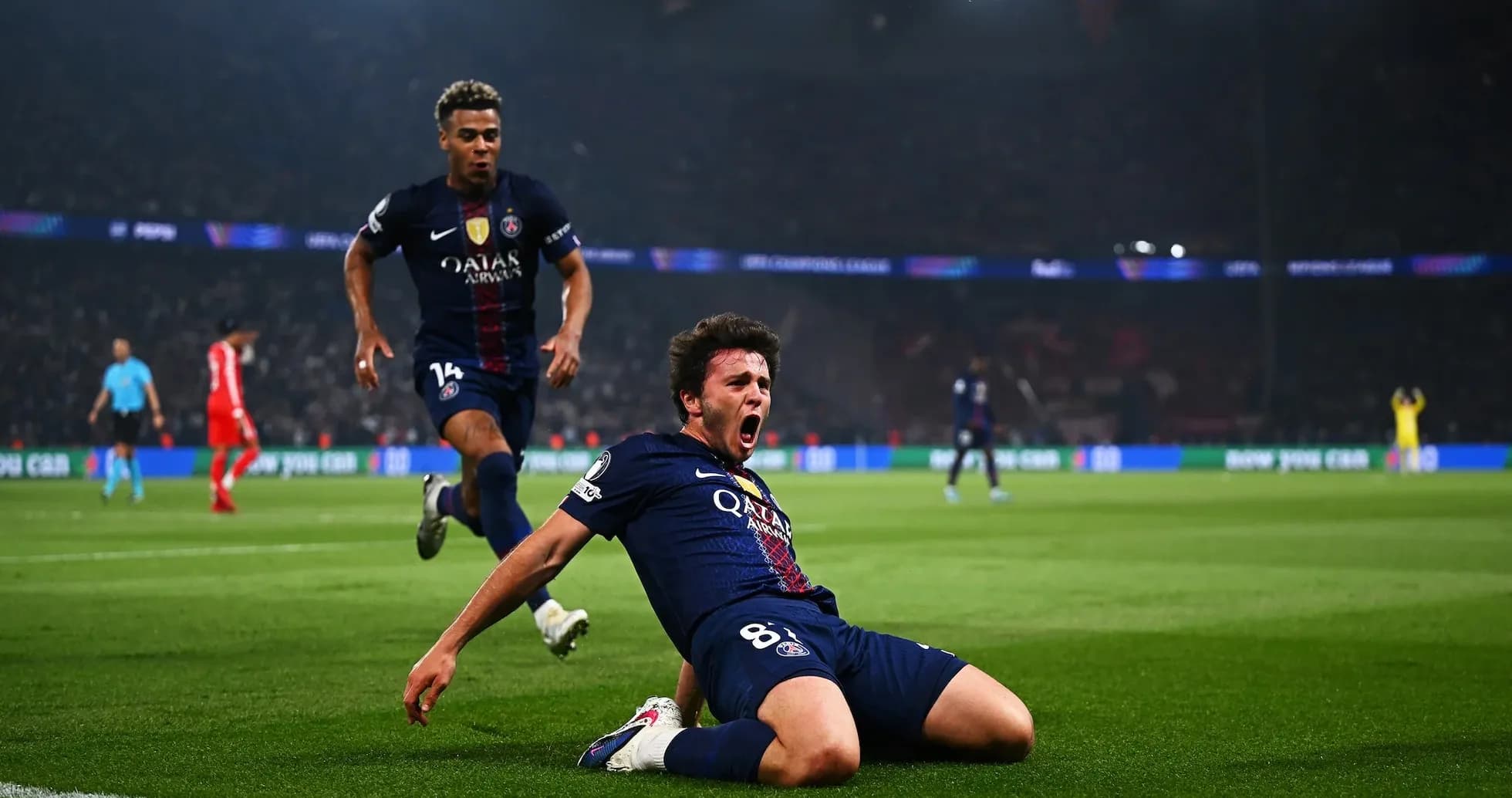 PSG player celebrating after scoring a goal