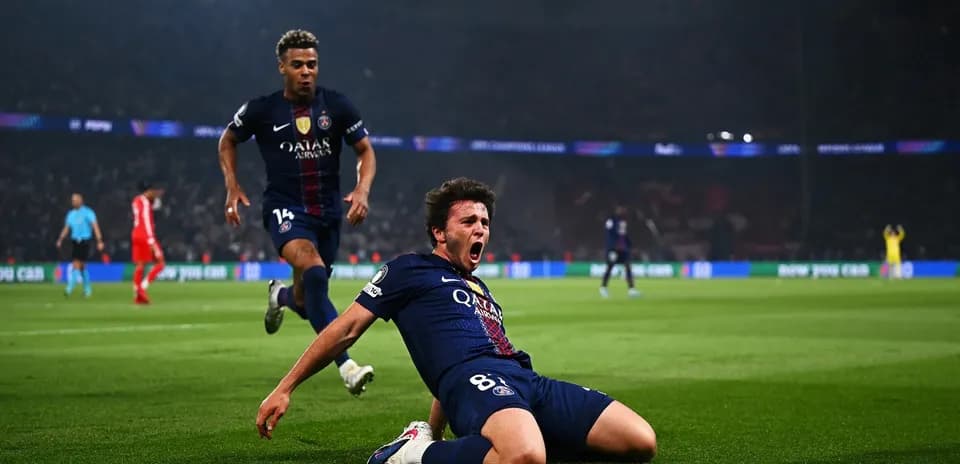 PSG player celebrating after scoring a goal