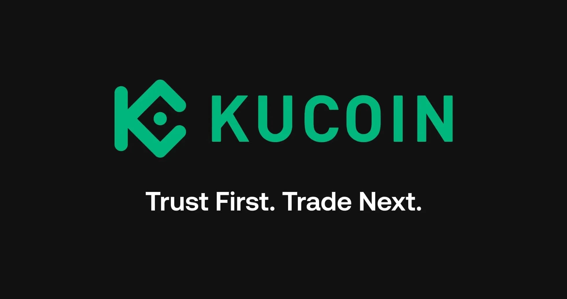 KuCoin logo with tagline 'Trust First. Trade Next.'