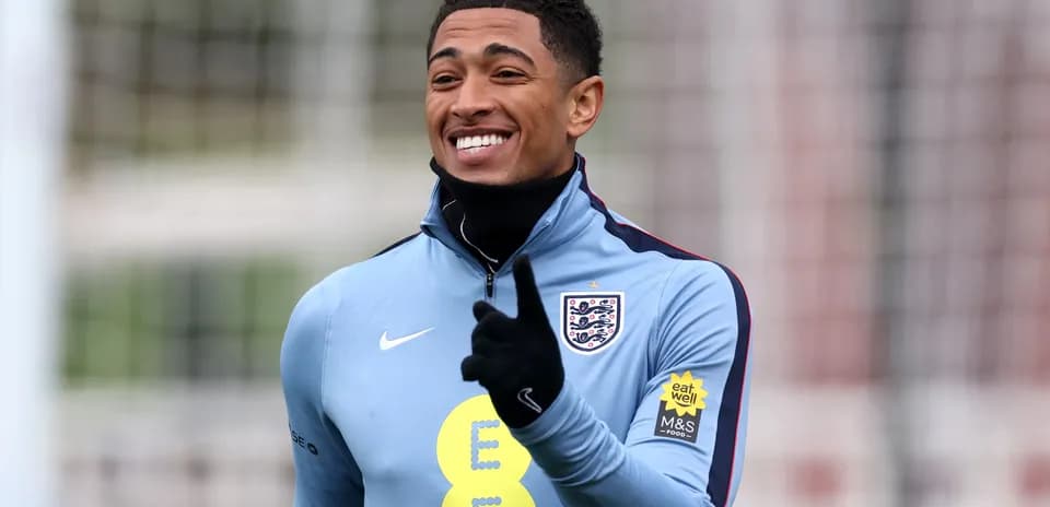 Player smiling during England training session