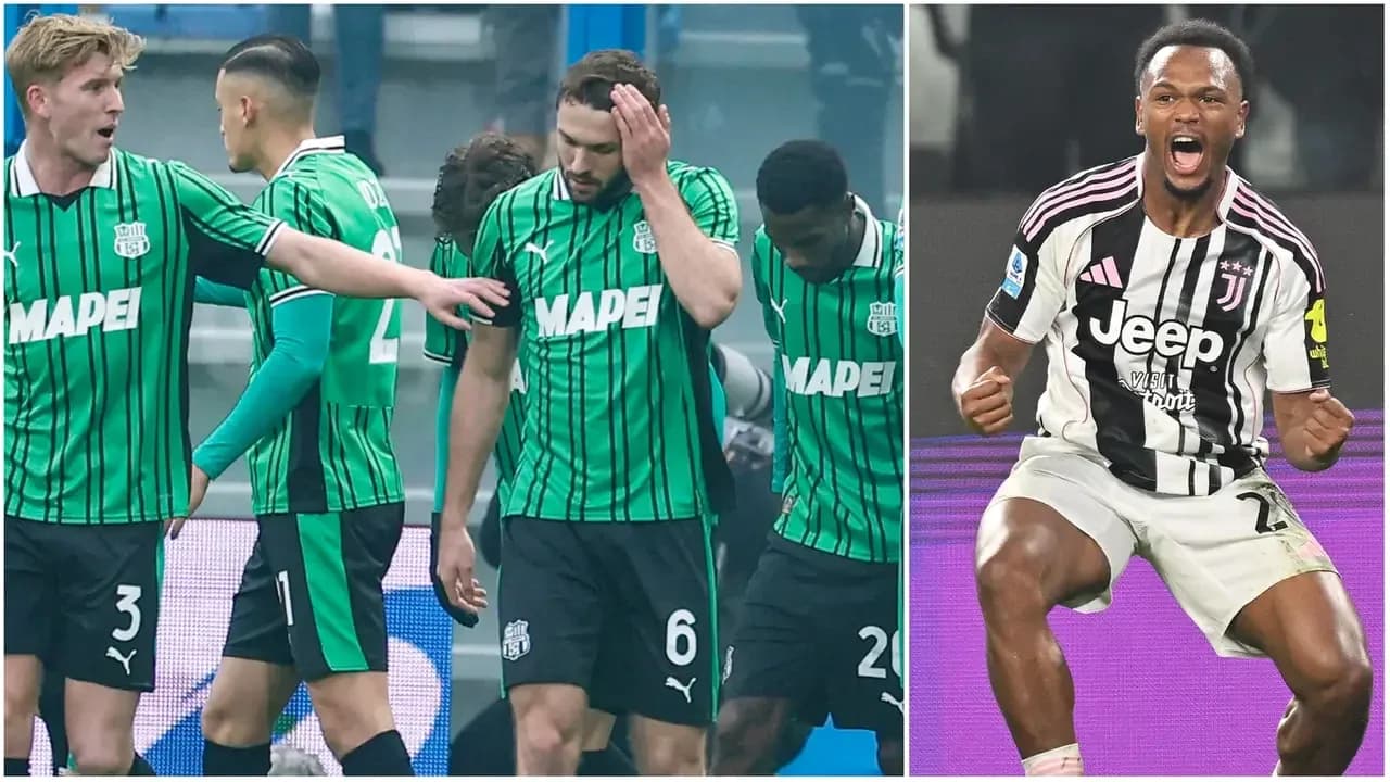 Sassuolo and Juventus players during Serie A match