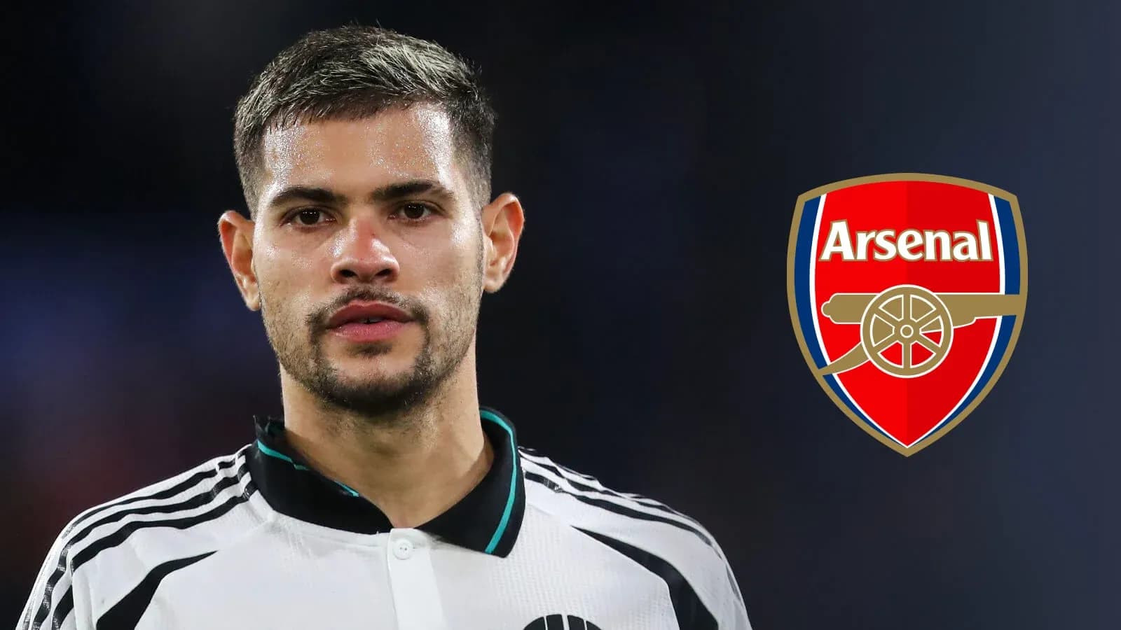 Player in jersey with Arsenal logo in background