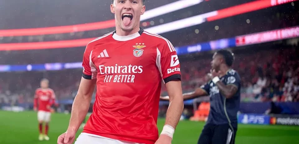 Benfica player celebrating a goal during match