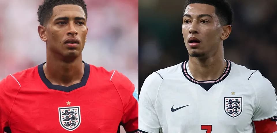 Two England players in different kits during matches