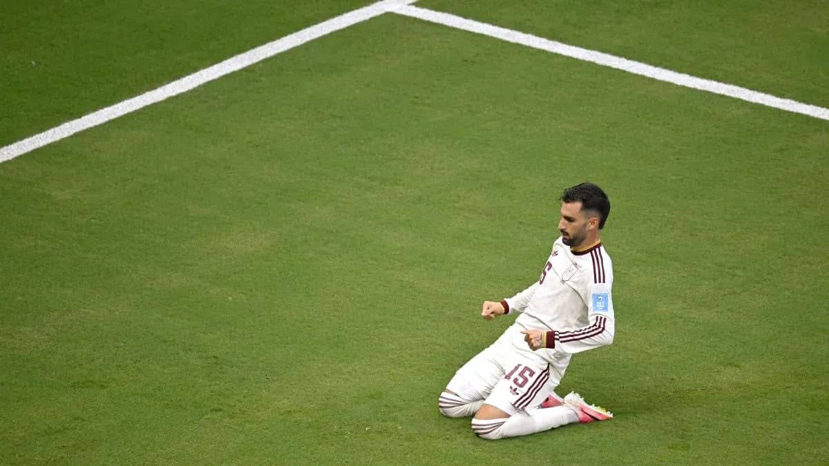 Player celebrating after scoring a goal on field