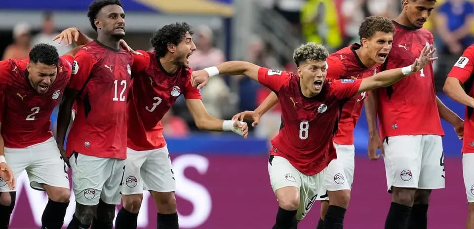 Egyptian players celebrating during a match
