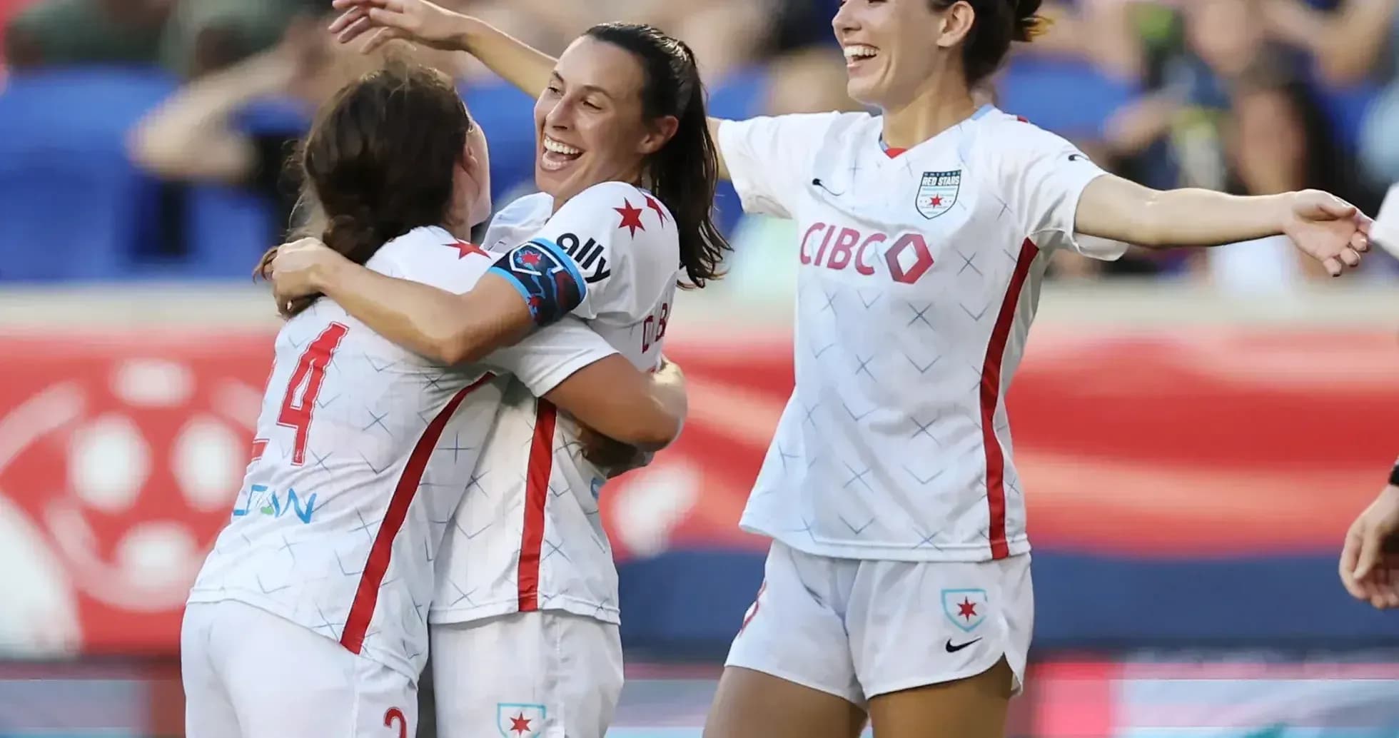 Chicago Red Stars players celebrating a goal