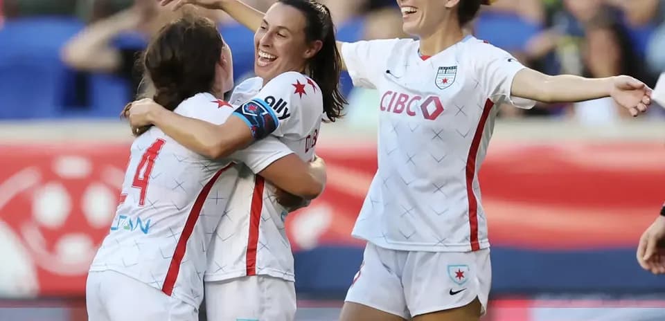 Chicago Red Stars players celebrating a goal