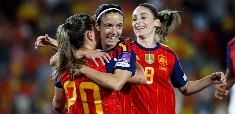 Spanish players celebrating a goal during match