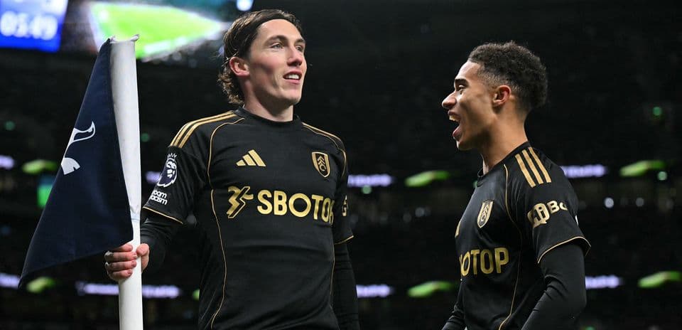 Fulham players celebrating during Premier League match