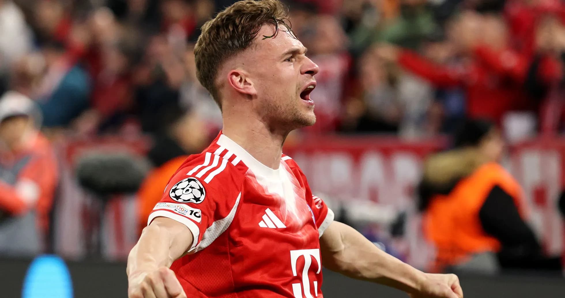 Player celebrating during UEFA Champions League match