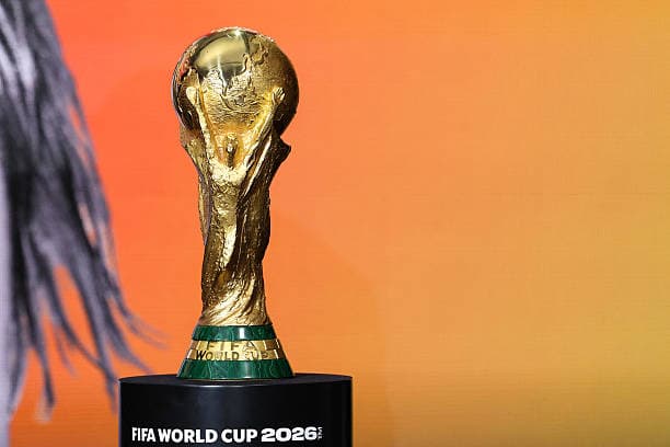 FIFA World Cup trophy displayed on a pedestal