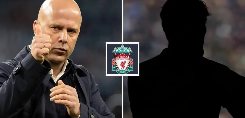 Coach gesturing with Liverpool FC logo in background