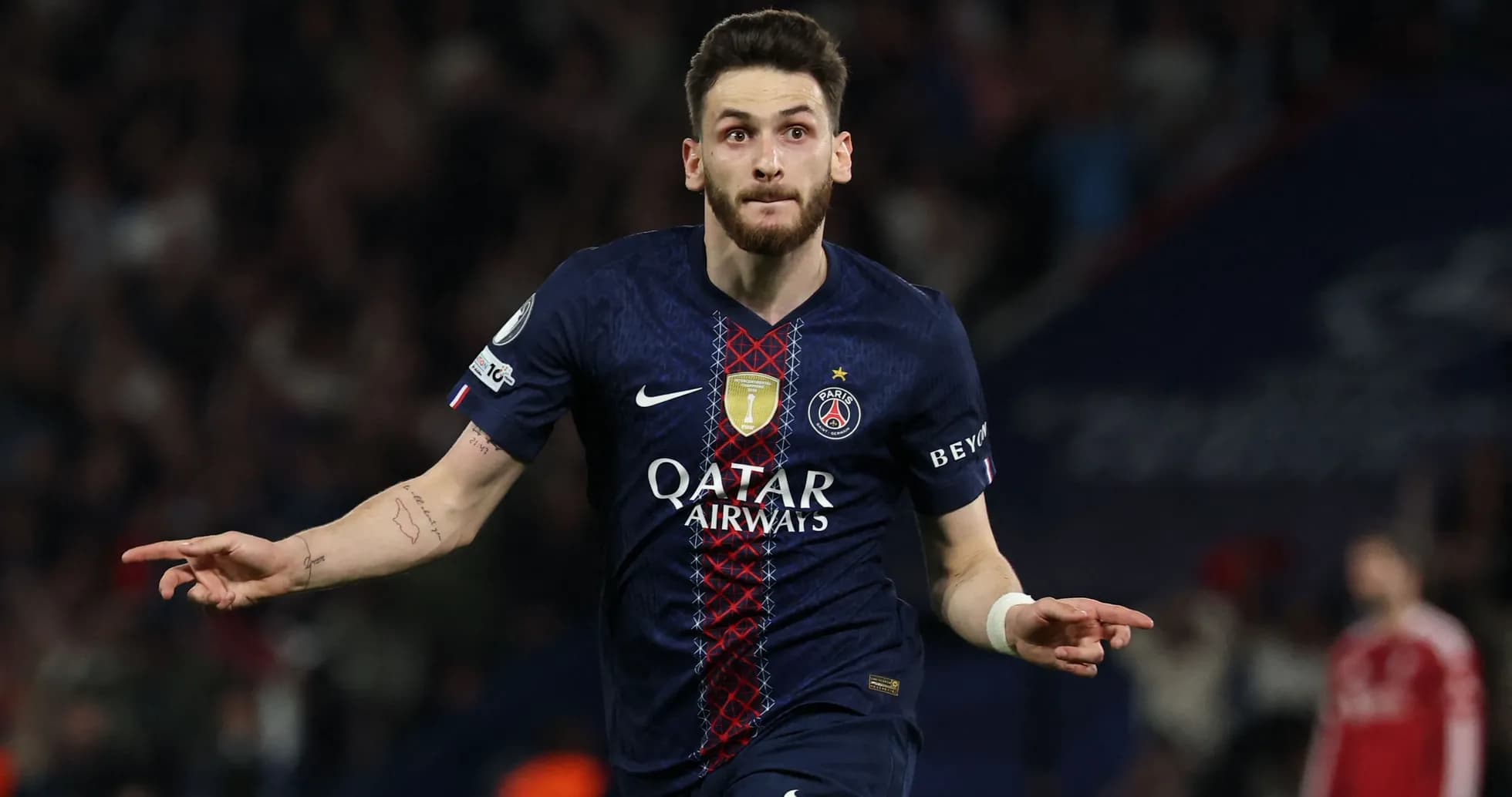 Player celebrating after scoring a goal for PSG