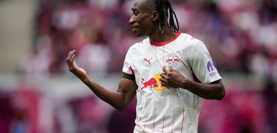 Player celebrating during a match for RB Leipzig
