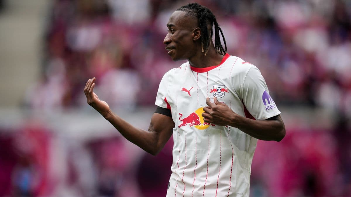 Player celebrating during a match for RB Leipzig