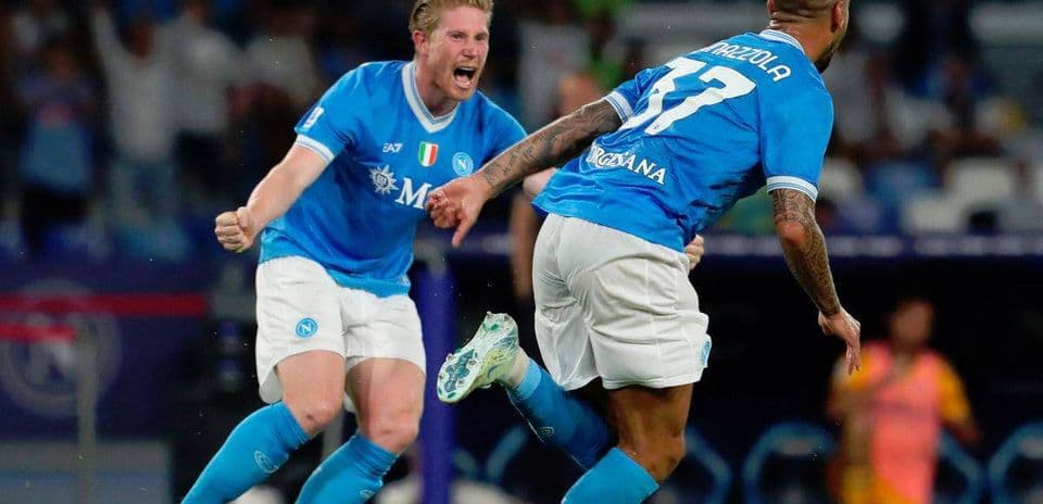 Napoli players celebrating a goal during match