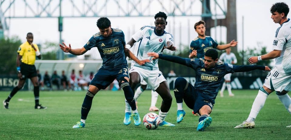 Philadelphia Union II players contesting the ball