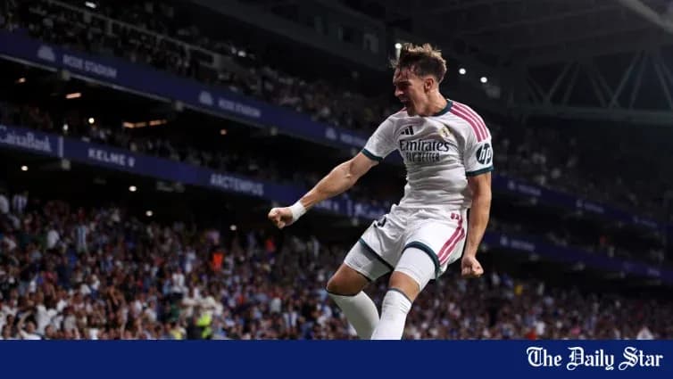 Real Madrid player celebrating goal at stadium
