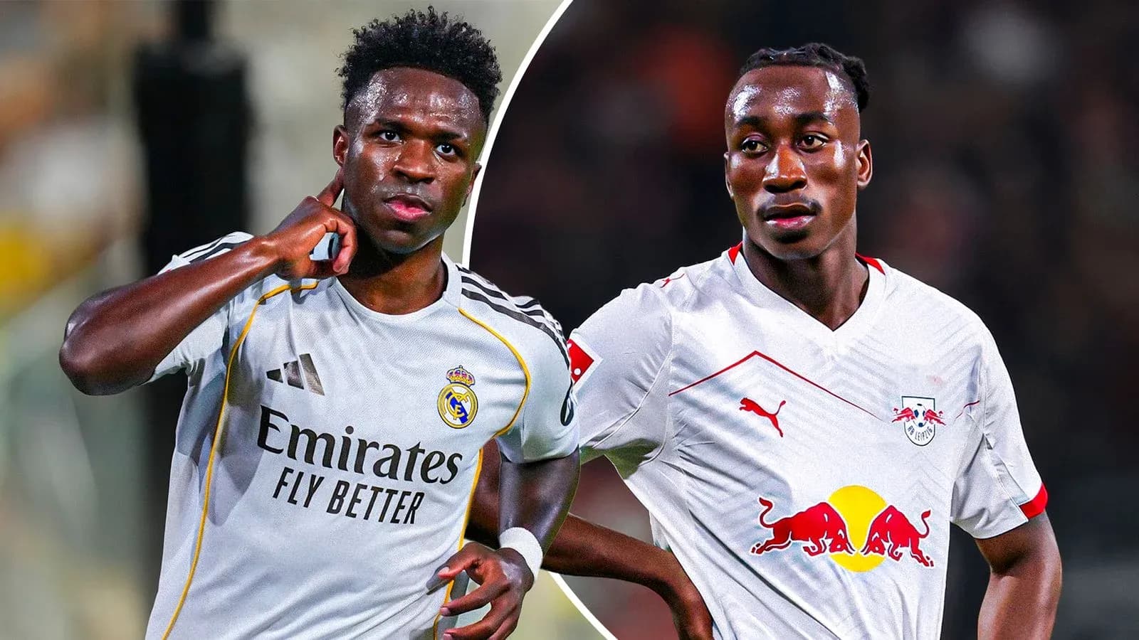 Two soccer players from Real Madrid and RB Leipzig