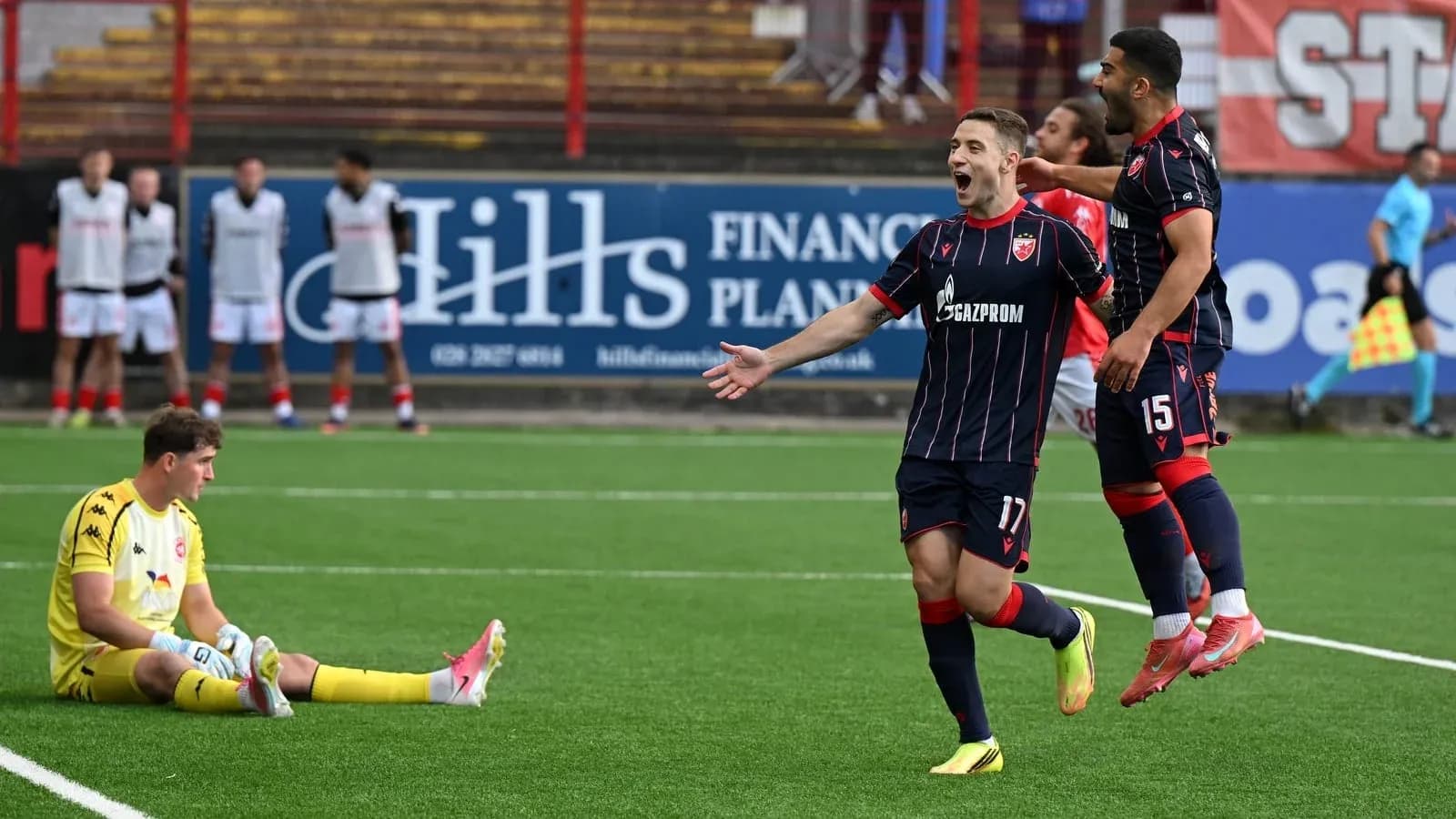 FK Crvena Zvezda players celebrating a goal