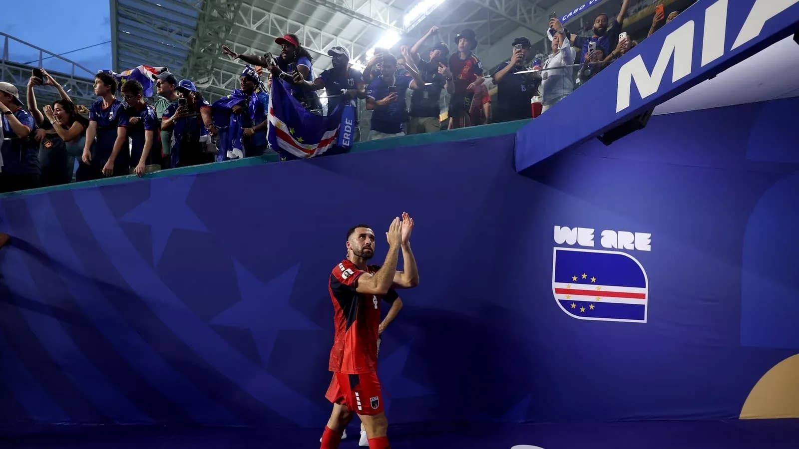 Player acknowledging fans after the match