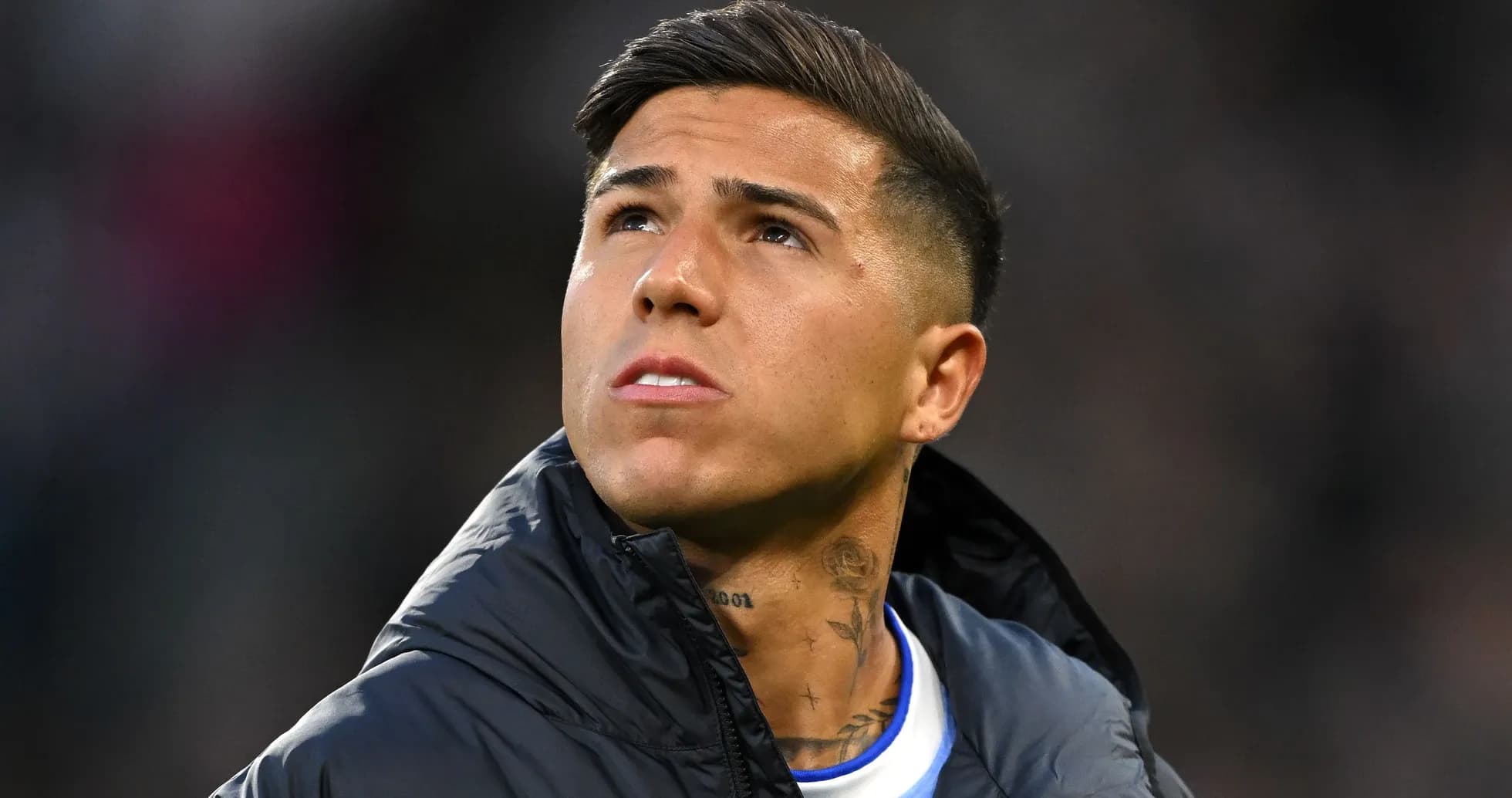 Player looking up during a match warm-up