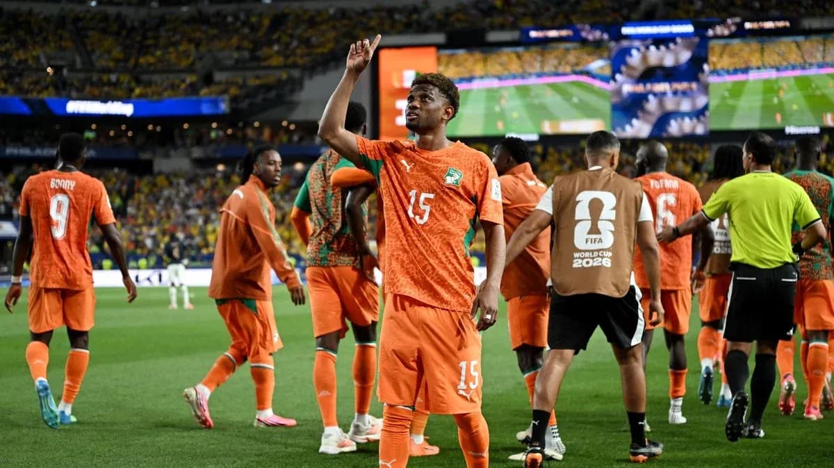 Ivory Coast player celebrating during World Cup match