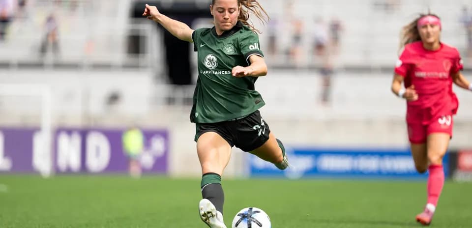 Player kicking ball during Racing Louisville match