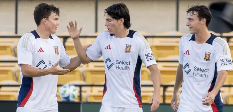 Real Monarchs players celebrating a goal