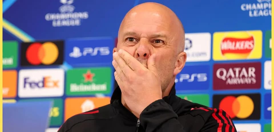 Coach speaking at UEFA Champions League press conference