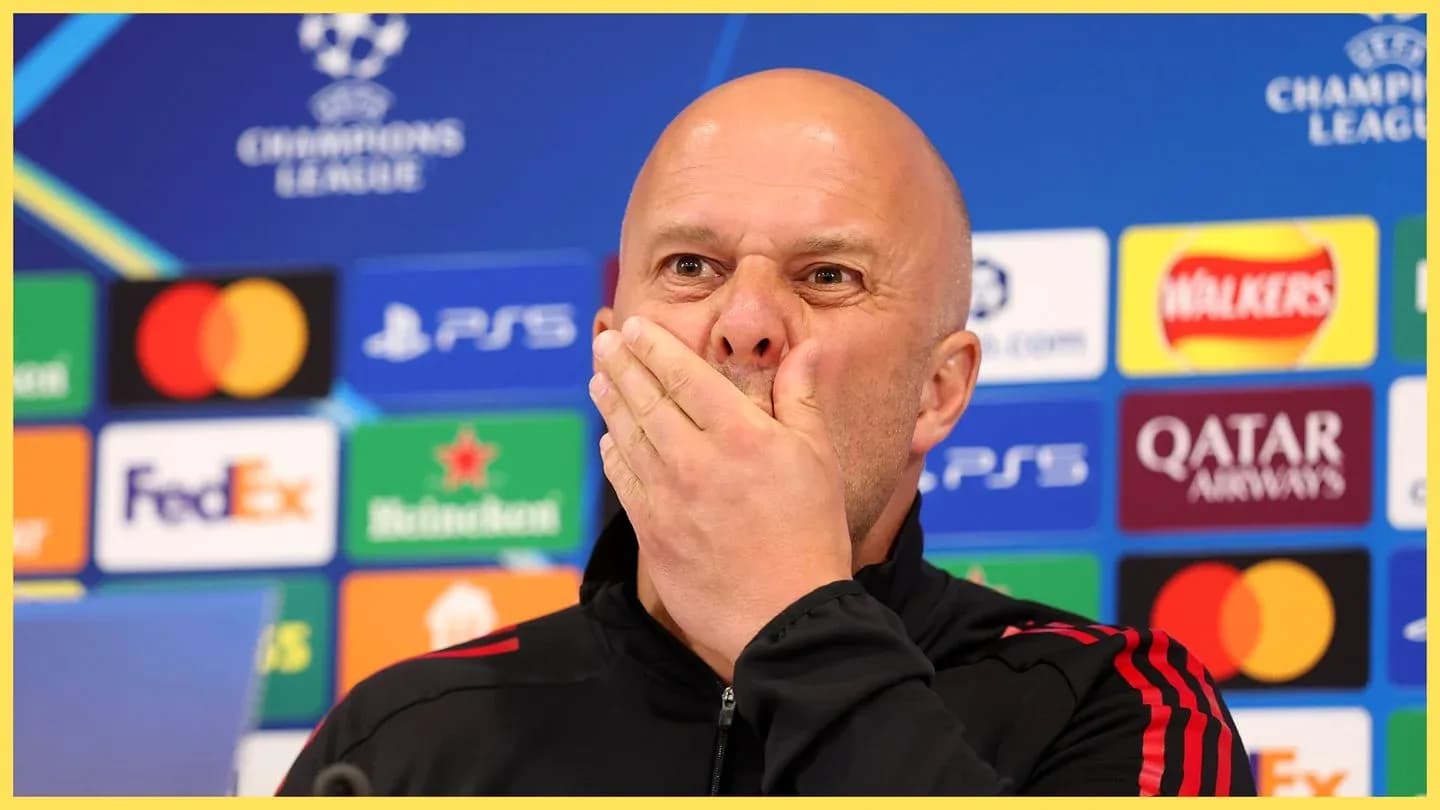 Coach speaking at UEFA Champions League press conference