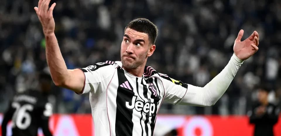 Juventus player gesturing during a match