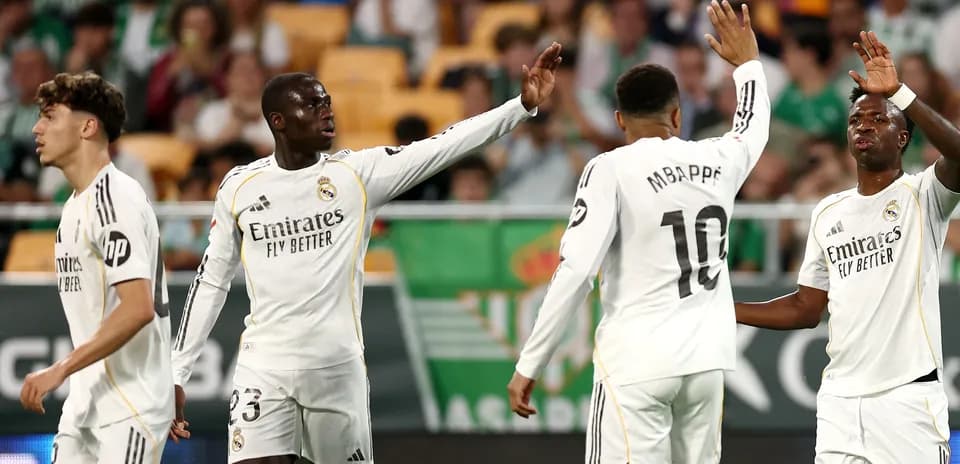Real Madrid players celebrating a goal during match