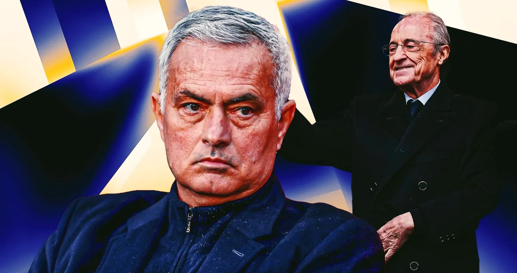 Jose Mourinho and Florentino Perez in split image
