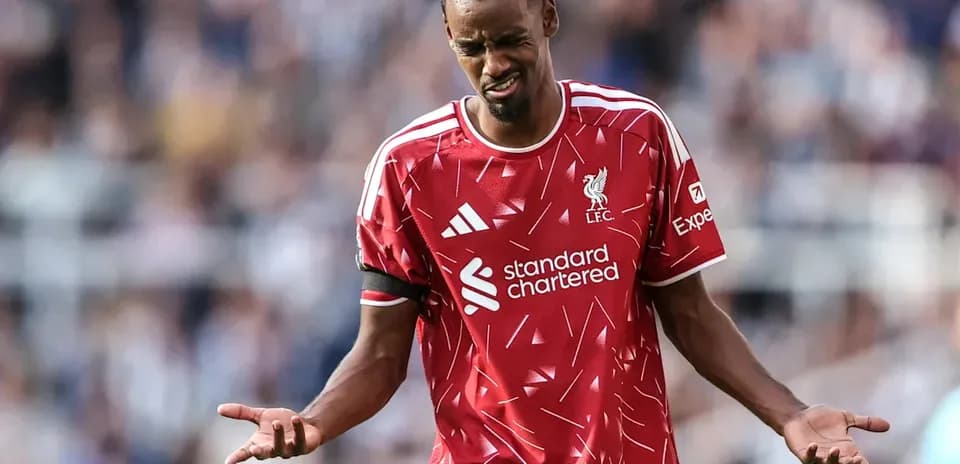 Liverpool player reacting during a match