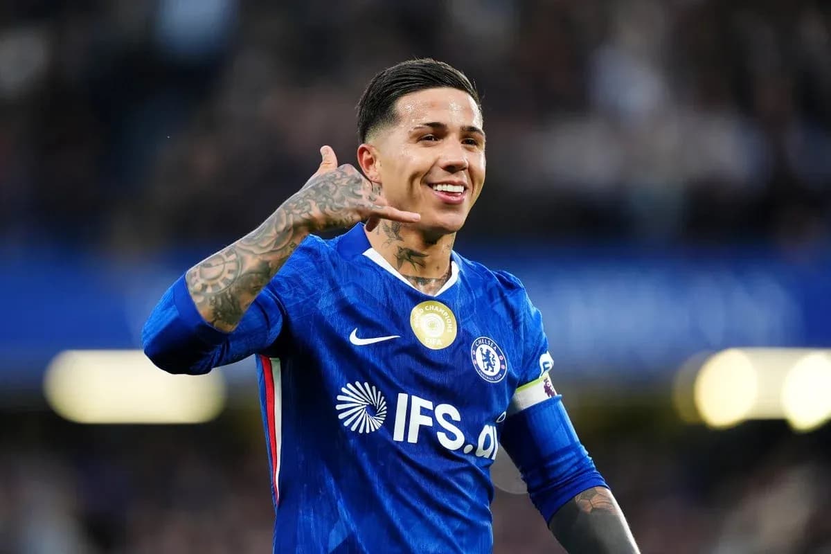 Player celebrating in Chelsea kit after scoring