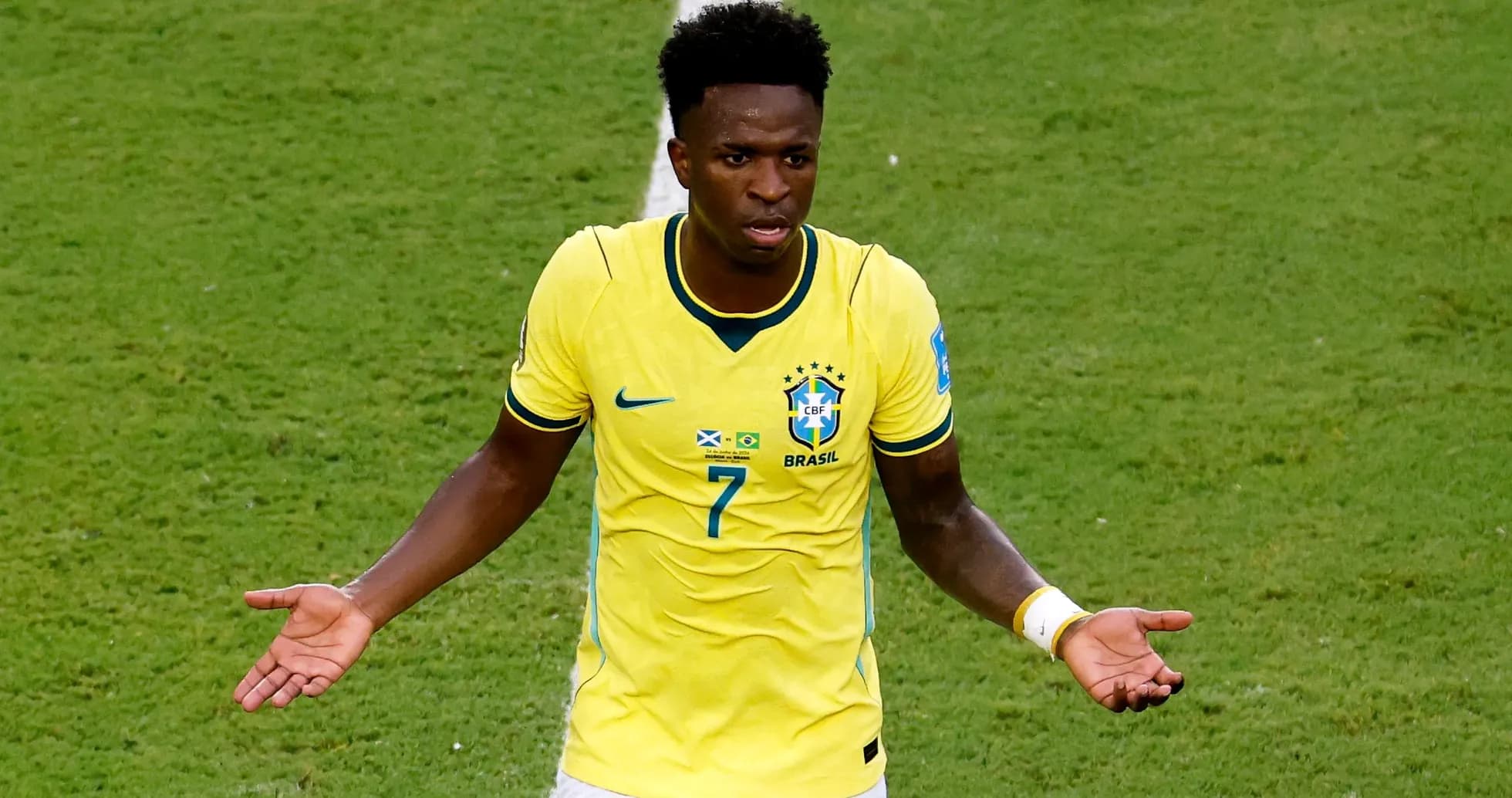 Brazilian player gesturing during a match