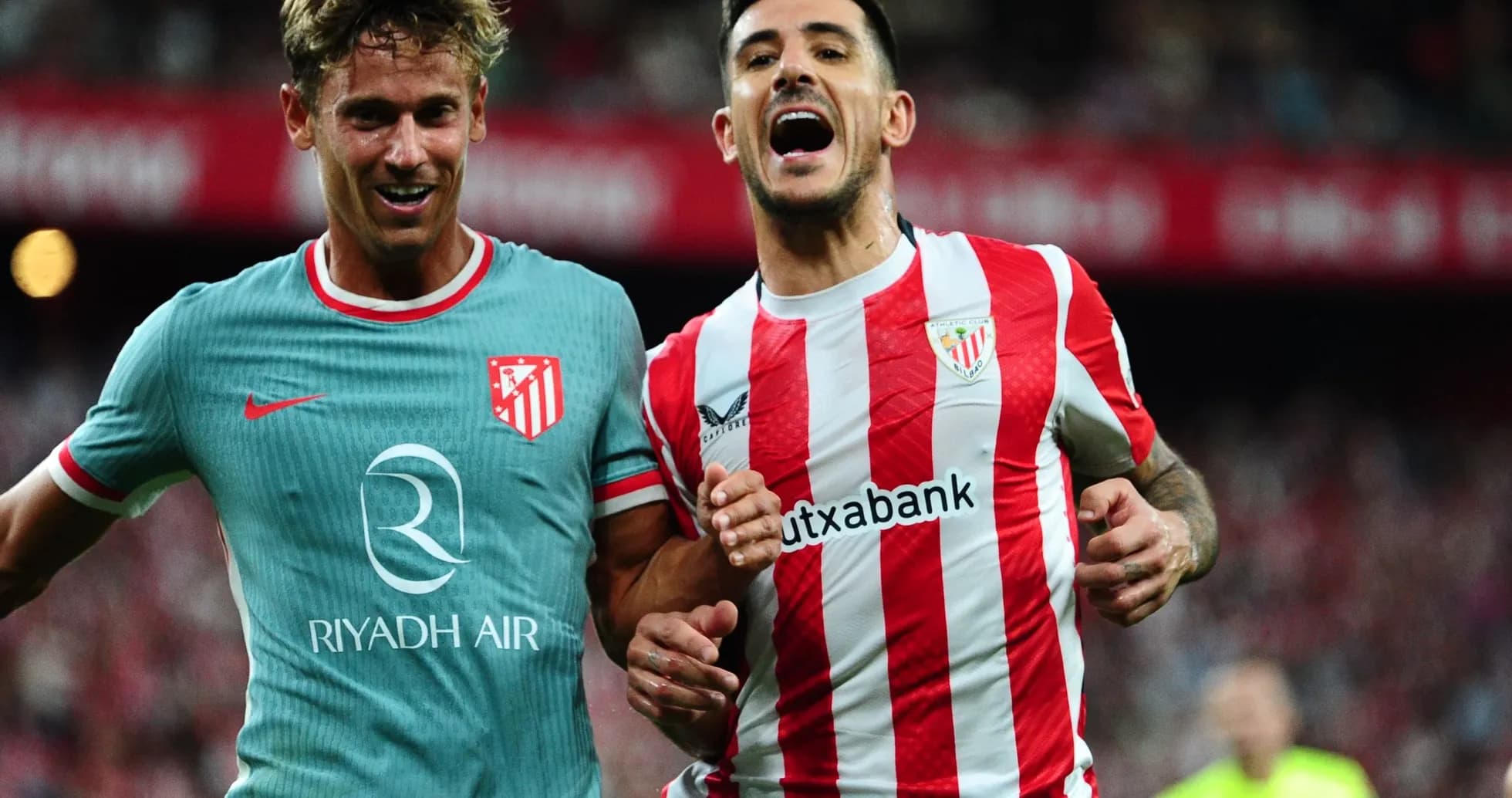 Players celebrating during Atletico Madrid vs Athletic Club