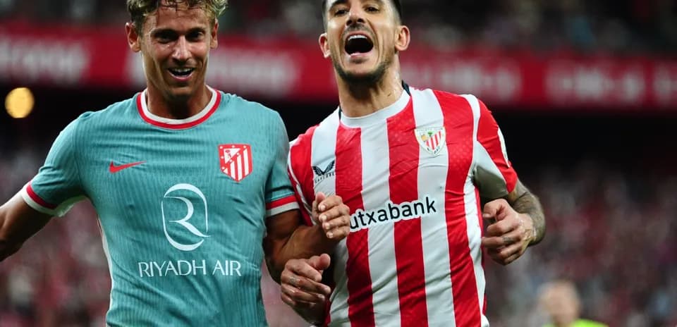 Players celebrating during Atletico Madrid vs Athletic Club