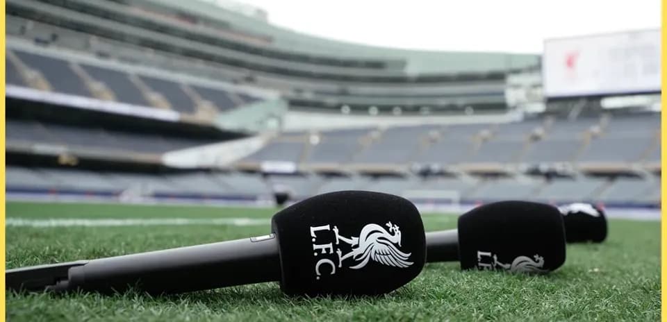 Microphones with LFC logo on the pitch