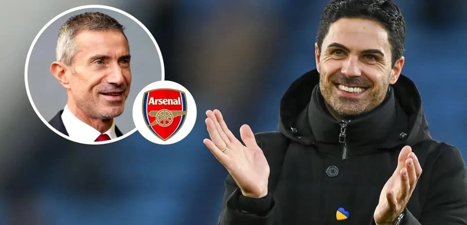 Coaches discussing strategy with Arsenal logo displayed