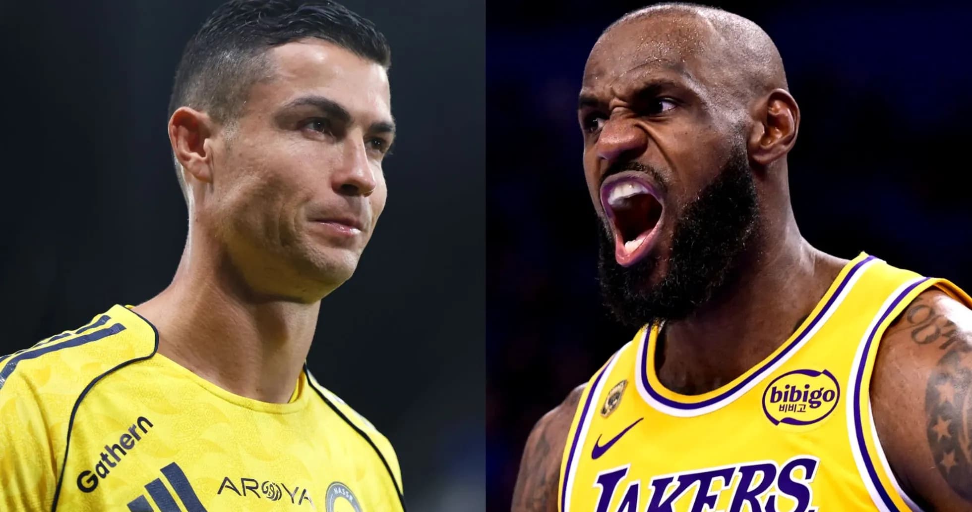 Cristiano Ronaldo and LeBron James in contrasting poses