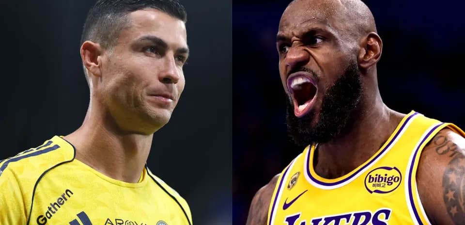Cristiano Ronaldo and LeBron James in contrasting poses