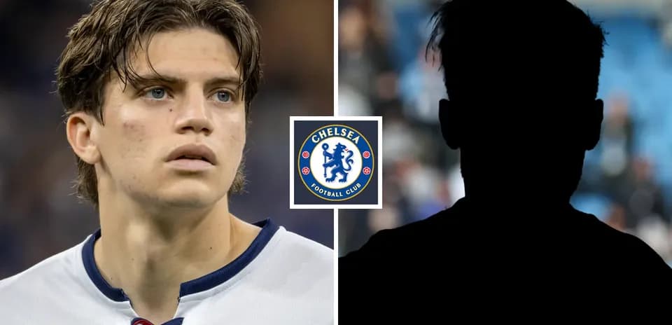 Player portrait with Chelsea FC logo and silhouette