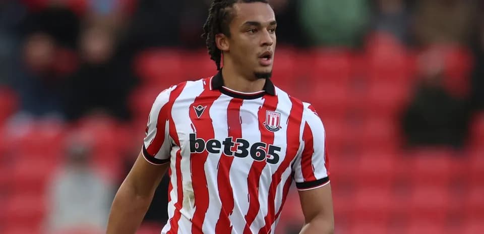 Player in Stoke City jersey during match