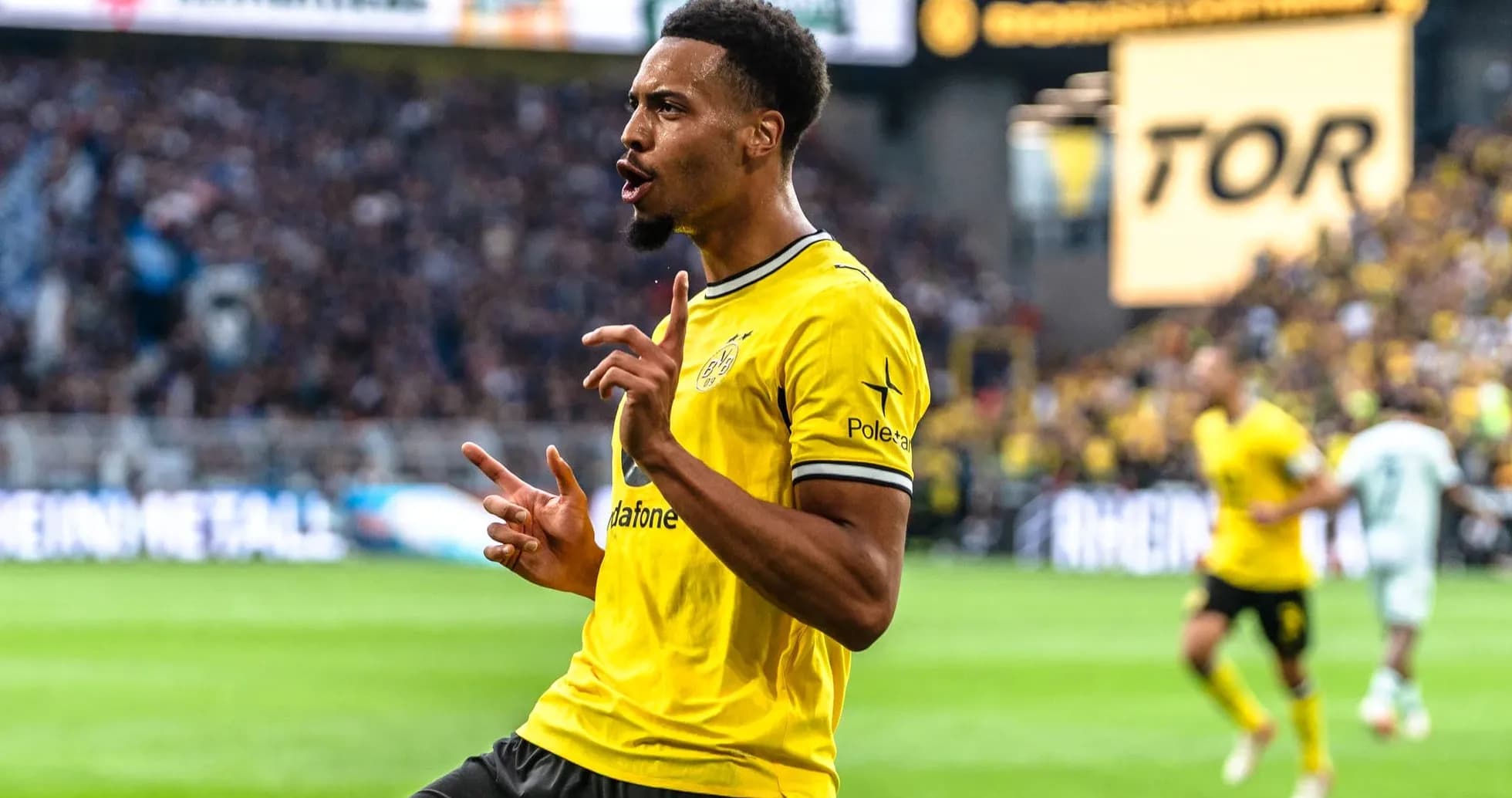 Player celebrating after scoring a goal