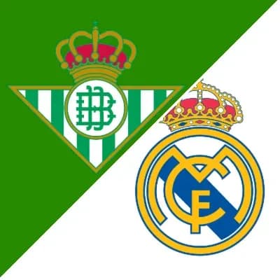 Logos of Real Betis and Real Madrid clubs