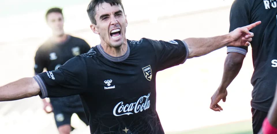 Player celebrating goal during Birmingham Legion match