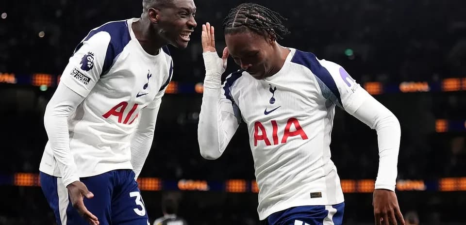 Tottenham players celebrating a goal during match
